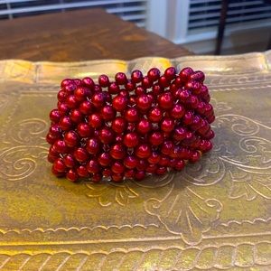 Honora multi strand red freshwater pearl stretch bracelet